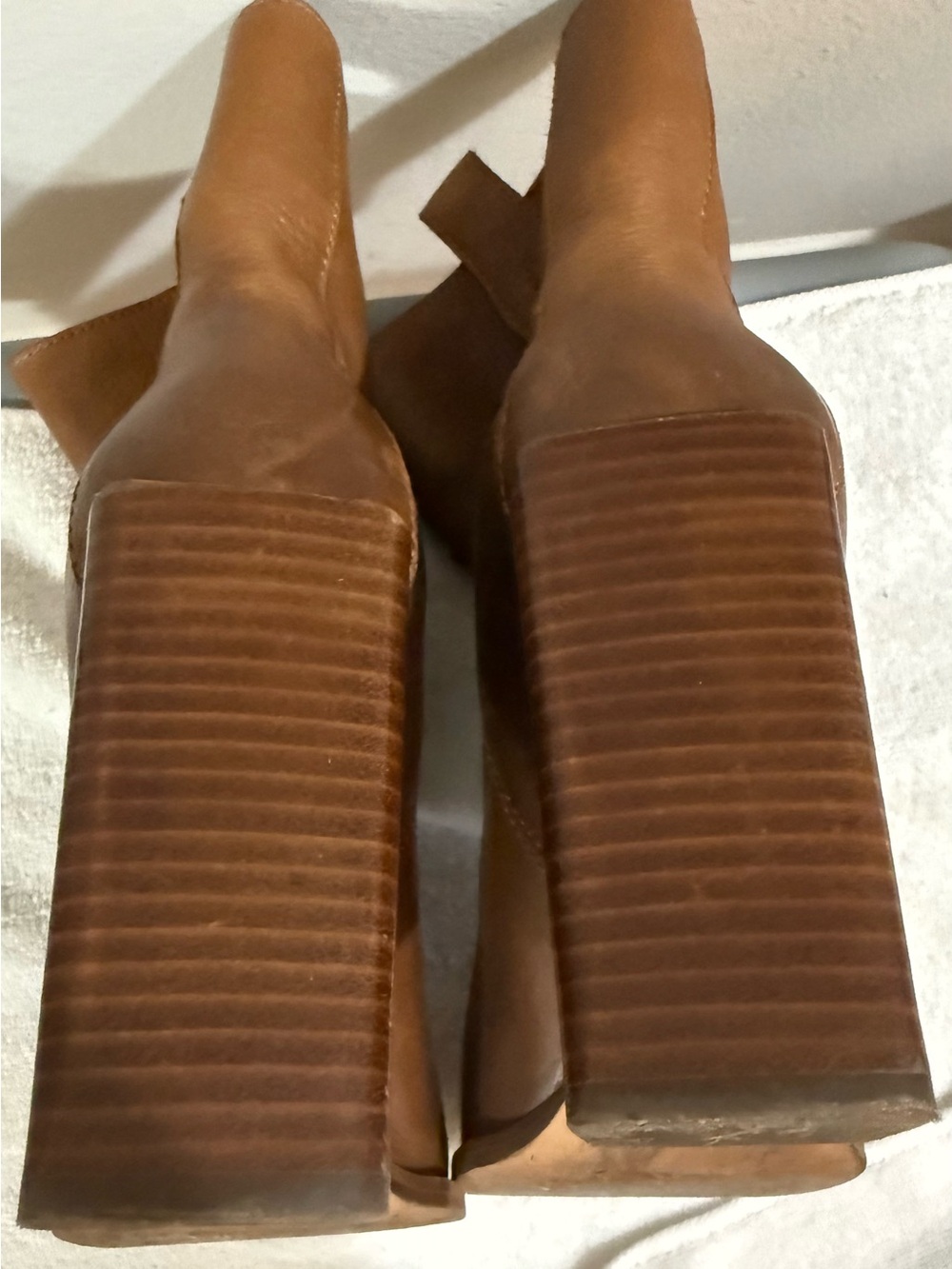 PAIGE Cognac Leather Studded Ankle Booties - Picture 4 of 6